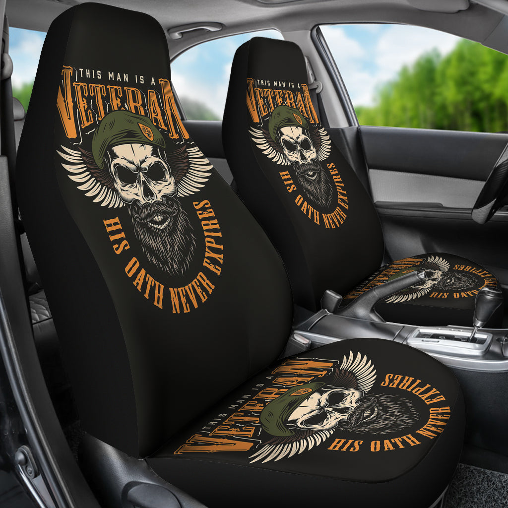 Set of 2 skull veteran car seat covers