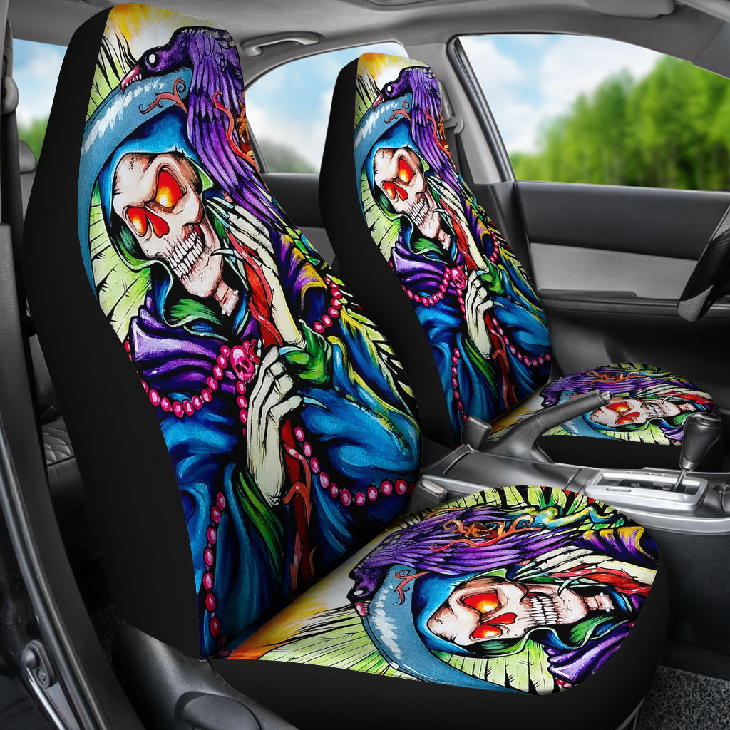 Set of 2 skull car seat covers