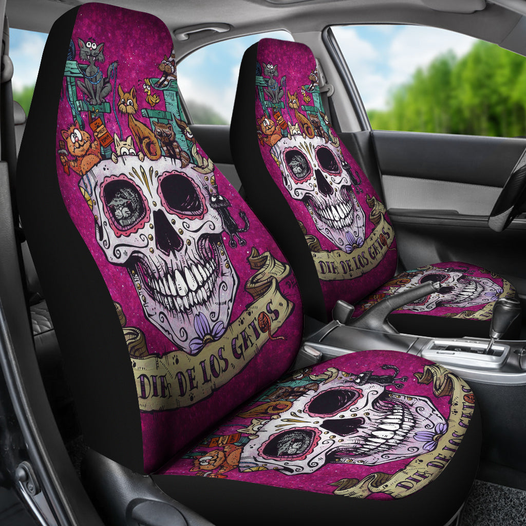 Set 2 pcs Gothic skull car seat covers