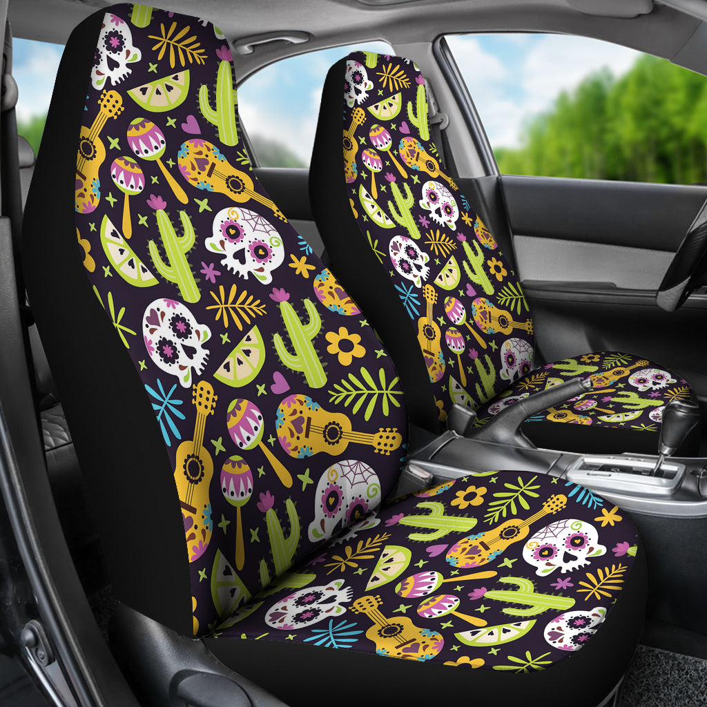 Set 2 pcs sugar skull car seat covers