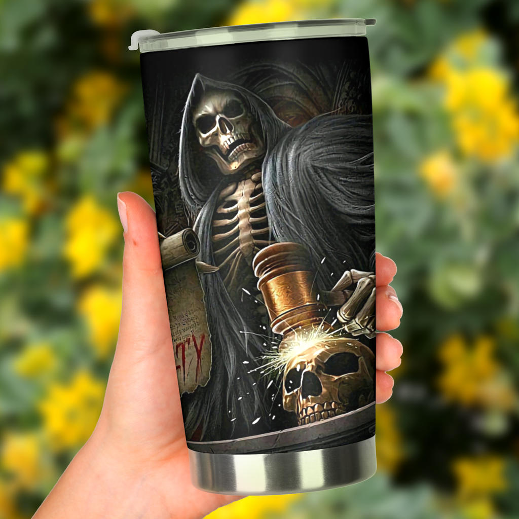 Christmas skull cup, halloween tumblr, gothic skull jumbo Mug, motorcycle skull mug, flaming skull tumbler, halloween tumbler cup mug