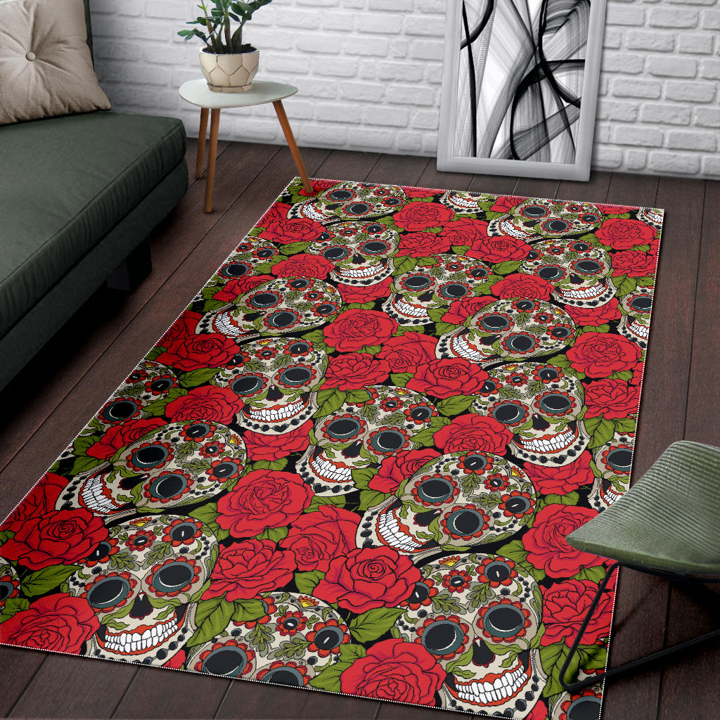 Sugar skull day of the dead skull area rug 3 sizes