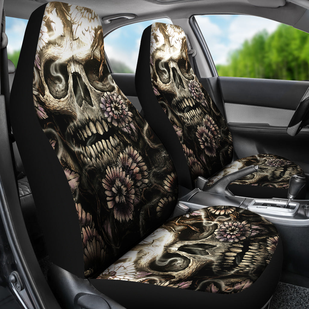 Set 2 pcs Gothic skull car seat covers