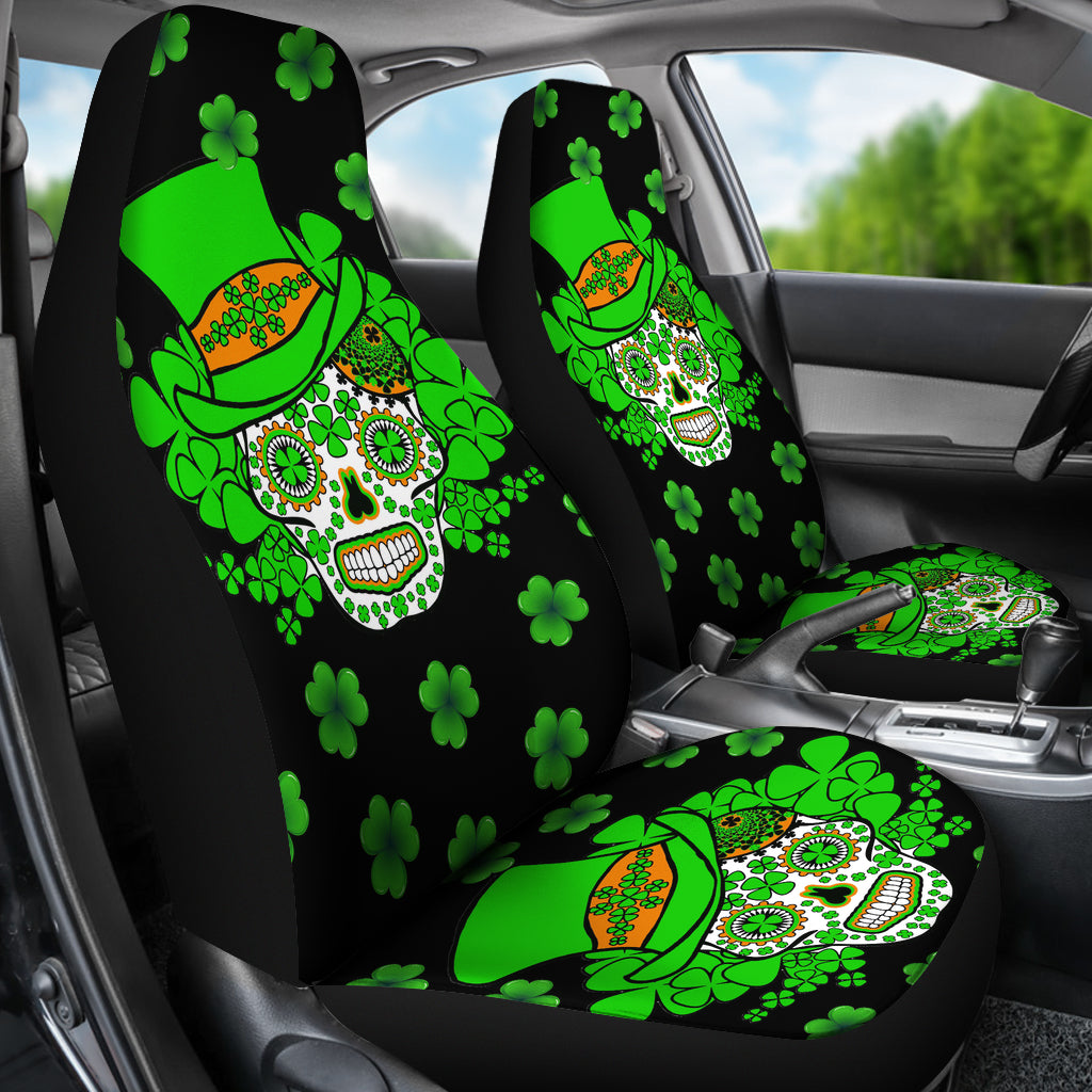 Set of 2 Sugar Skull St Patrick's Day seat covers