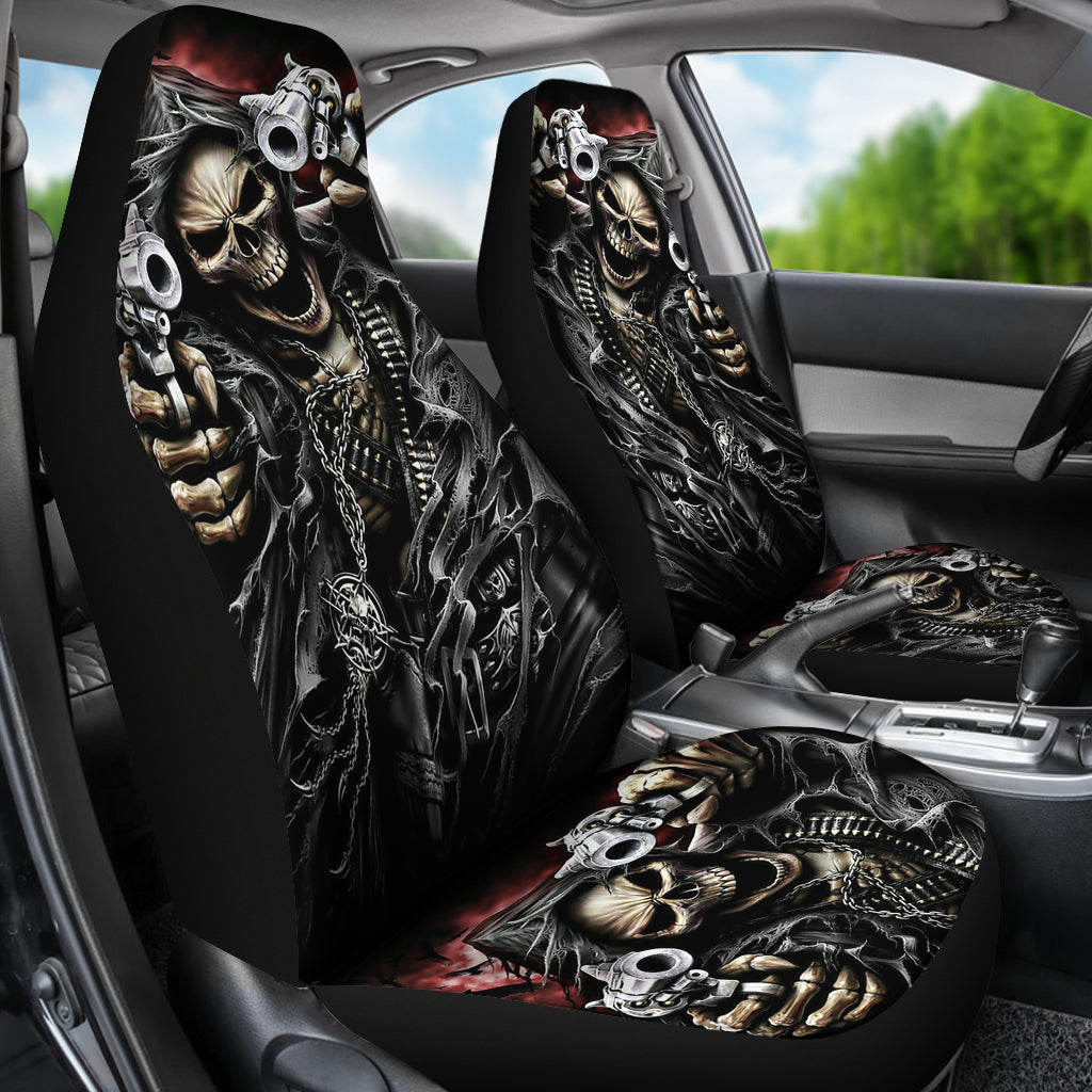 Set 2 pcs - grim reaper skull Gothic seat cover sugar skulls