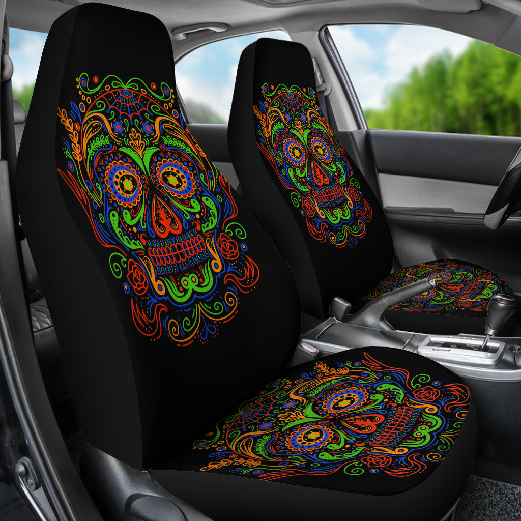 Set of 2 Sugar Skulls Seat covers