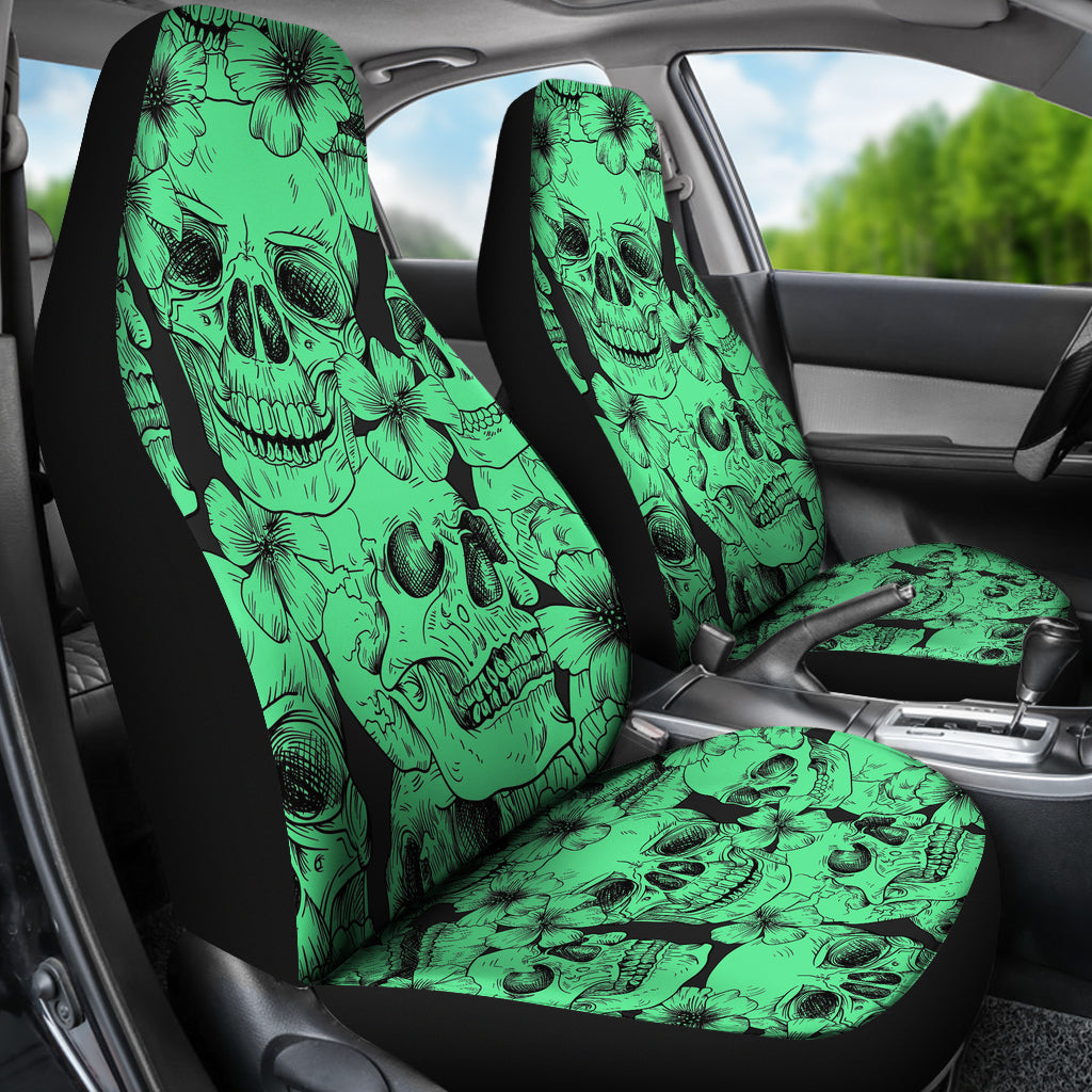 Set 2 pcs Gothic skull car seat covers