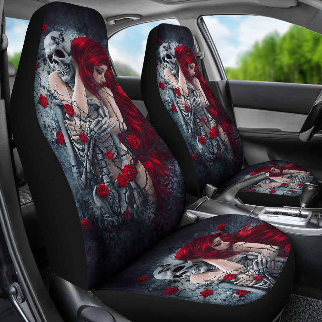 Set 2 pcs Gothic skull car seat covers