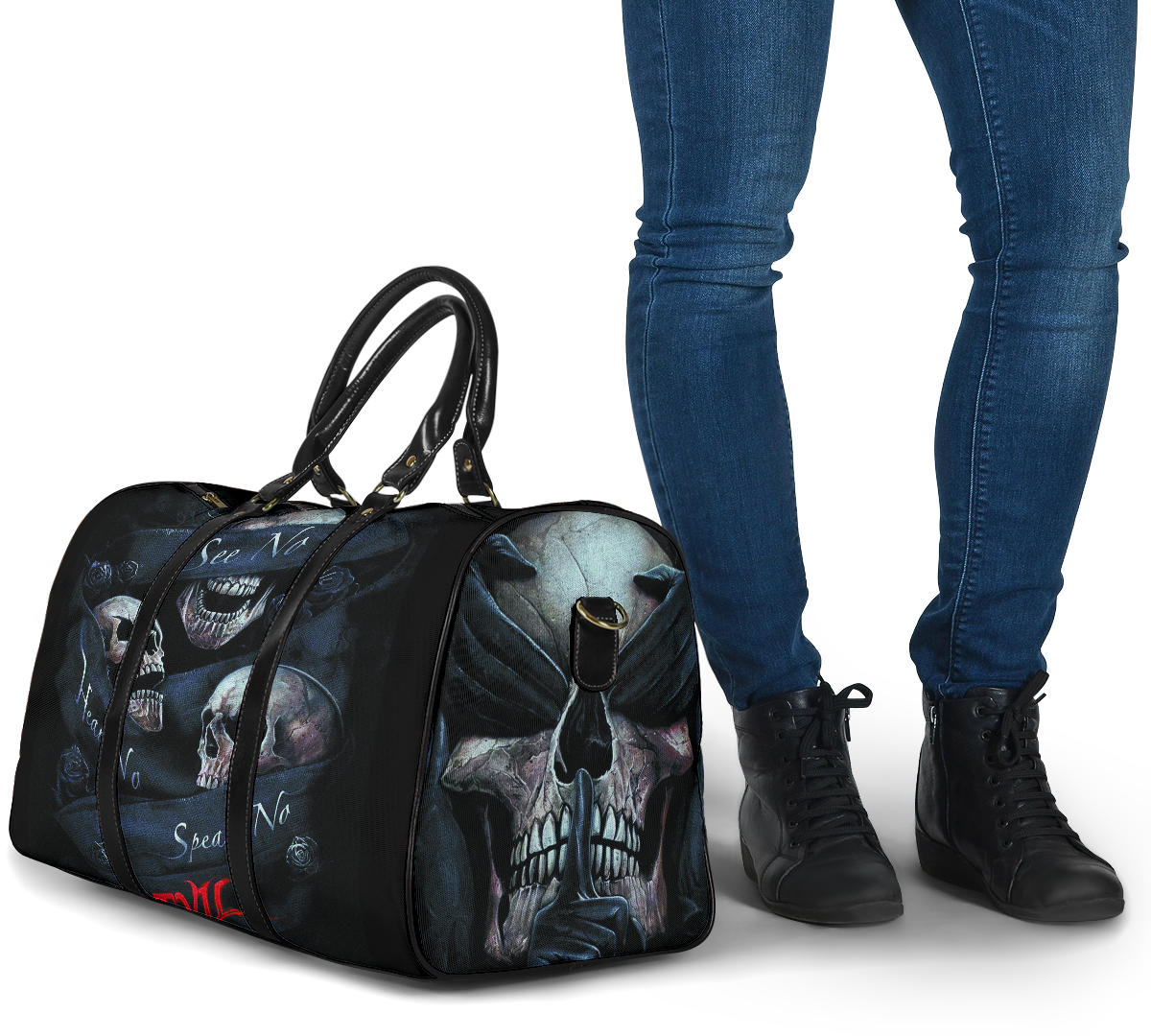 No see no hear no speak travel bag, skull bag, skull handbag