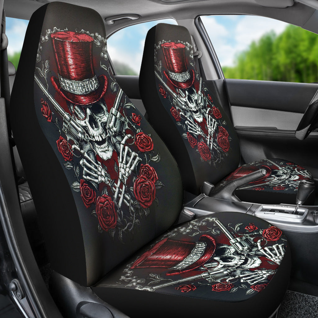 Set 2 pcs Gothic skull car seat covers