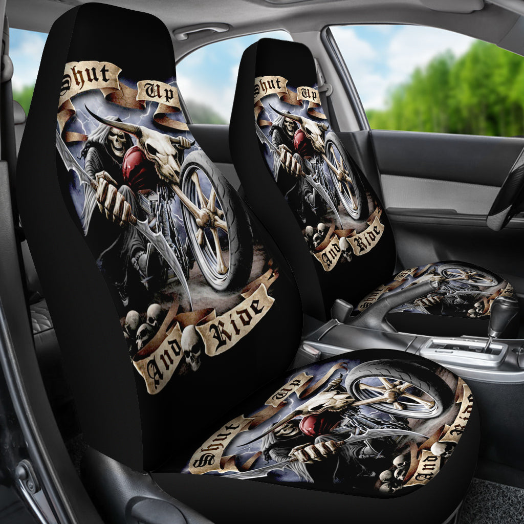 Set 2 pcs Gothic skull car seat covers