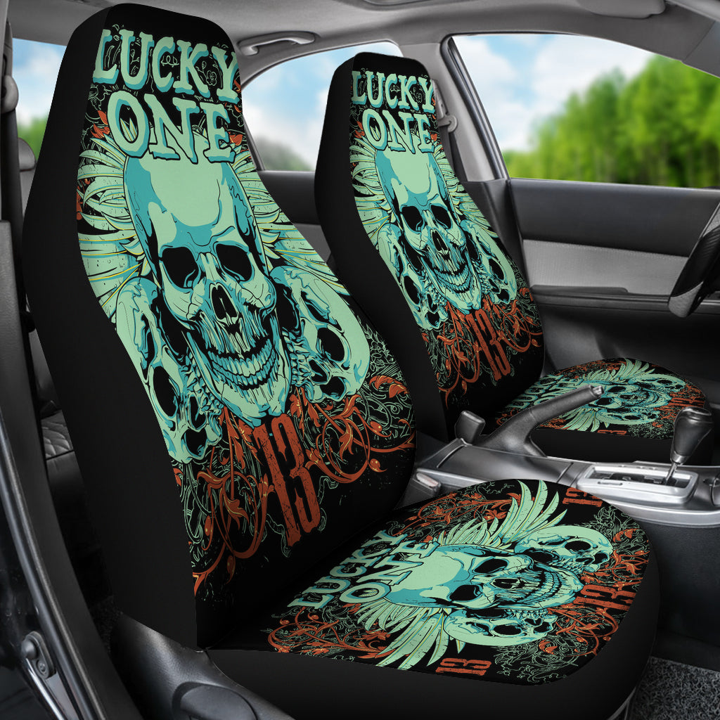 Set 2 pcs Lucky one skull seat cover sugar skulls