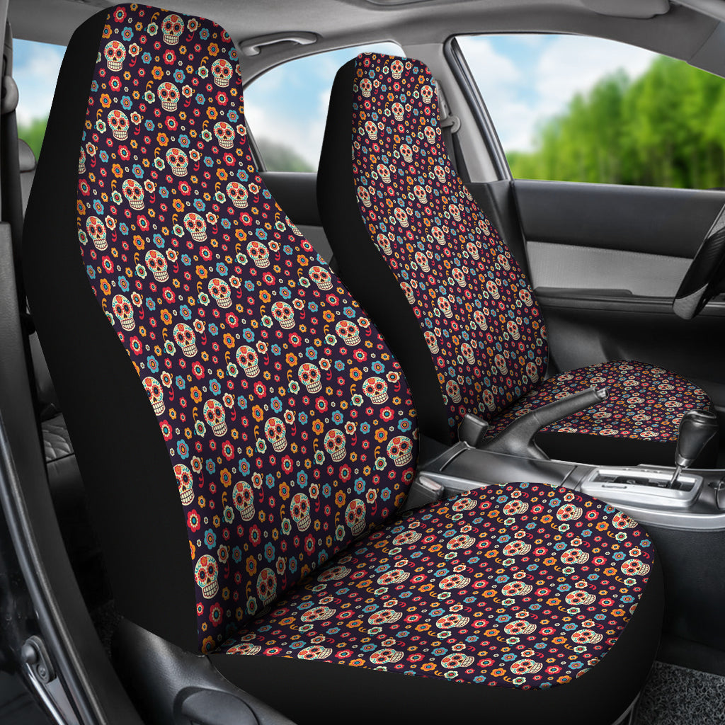 Set 2 seat covers sugar skulls