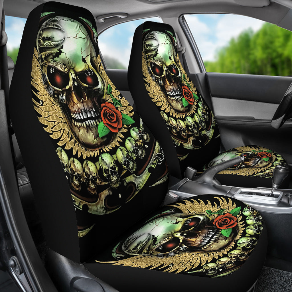 Set of 2 car seat cover skull car seat covers