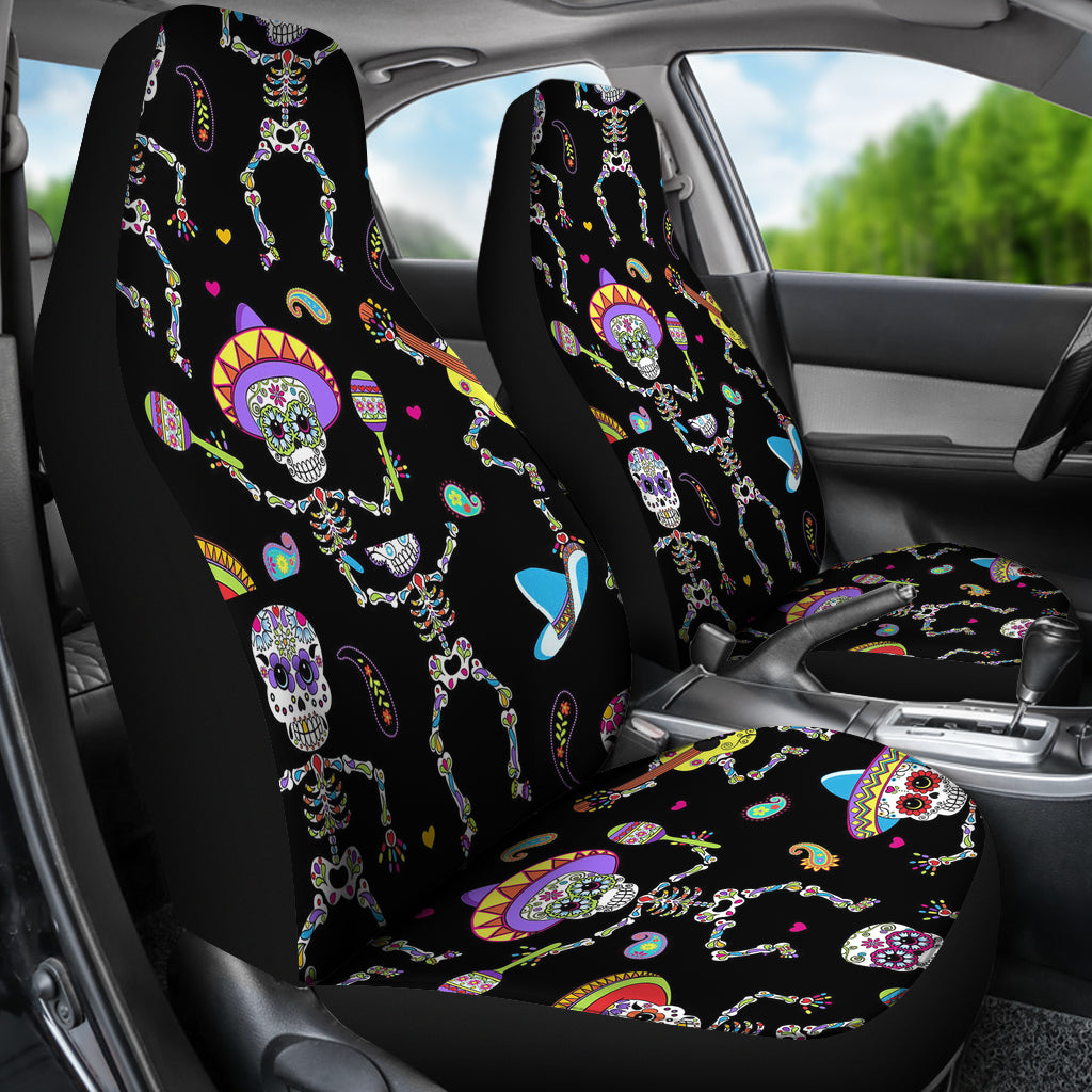 Set 2 pcs sugar skull car seat covers