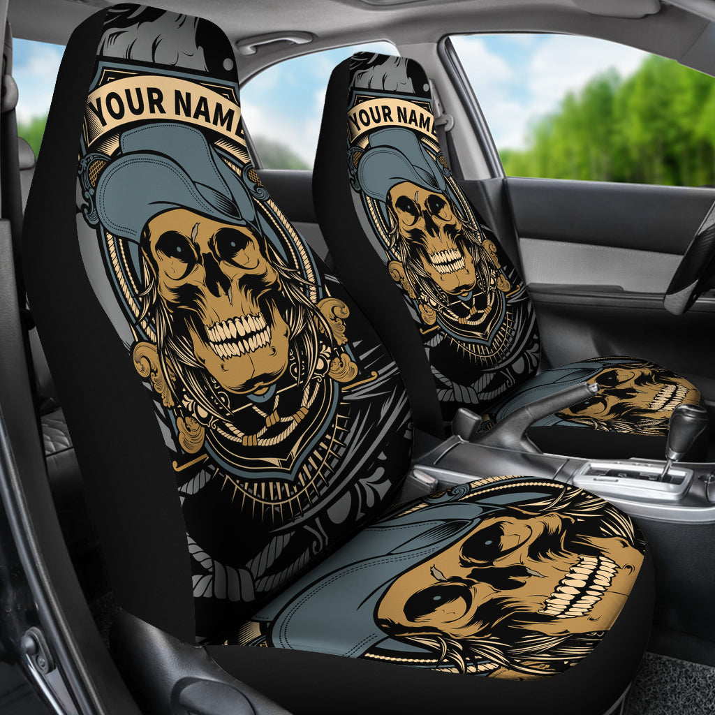 Set of 2 Custom Name skulls seat cover