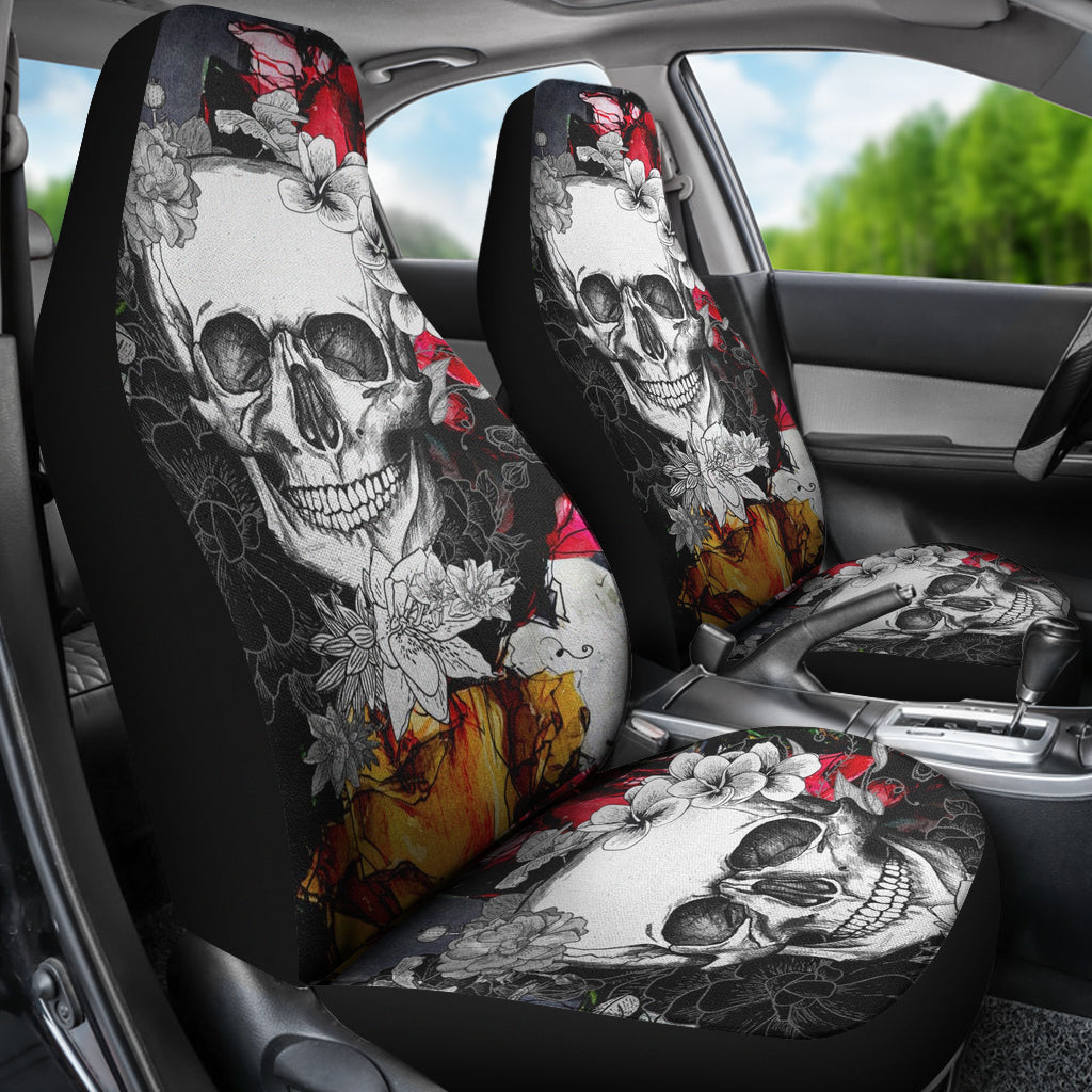 Set of 2 pcs skull grim reaper car seat covers