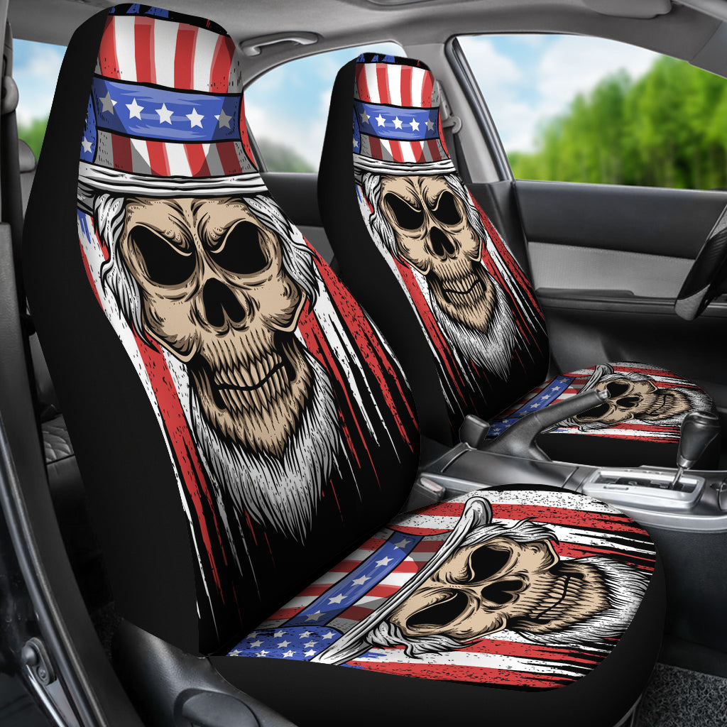 Set of 2 pcs - Skull Gothic Horror Grim reaper skull car seat covers