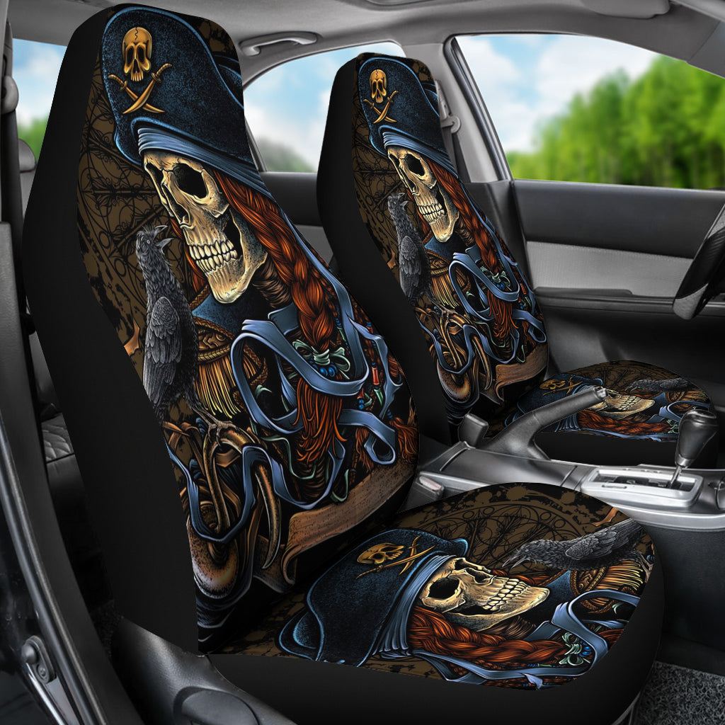 Set 2 pcs Gothic skull car seat covers