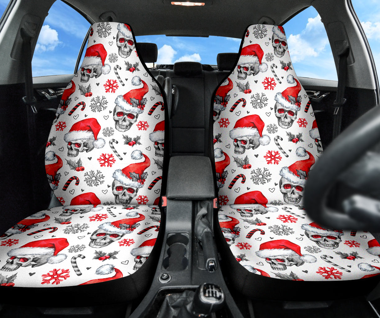 Skull christmas car seat cover