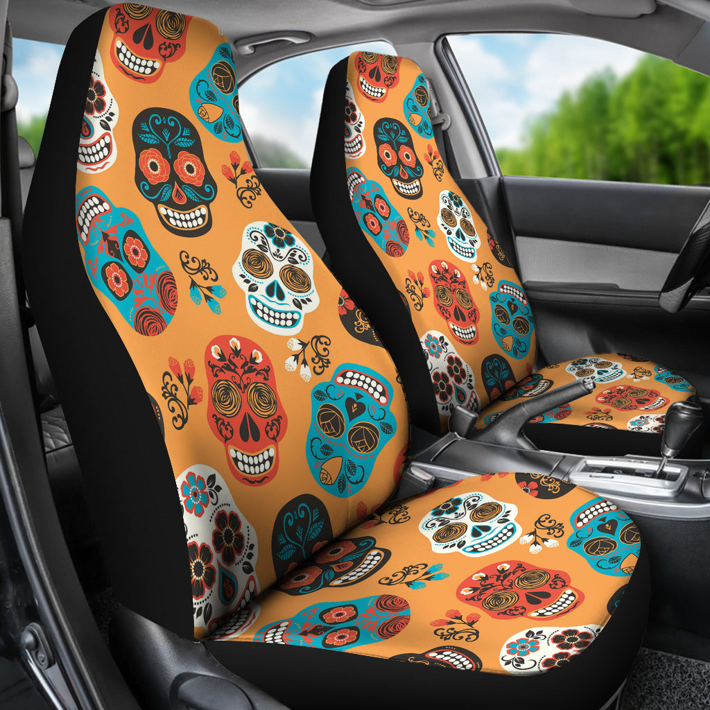 Set 2 pcs car seat cover sugar skulls