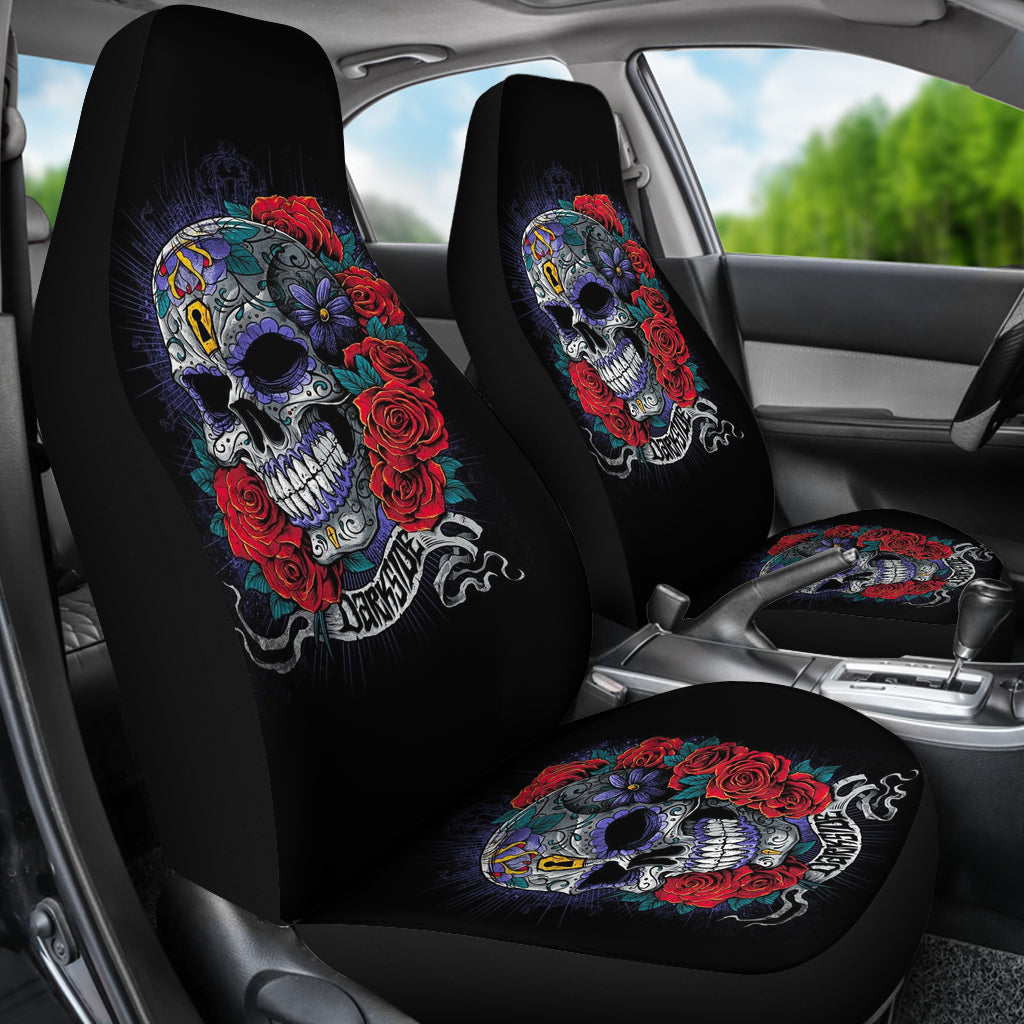 Set of 2 skulls car seat covers