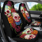 Set 2 pcs day of the dead sugar skull car seat covers