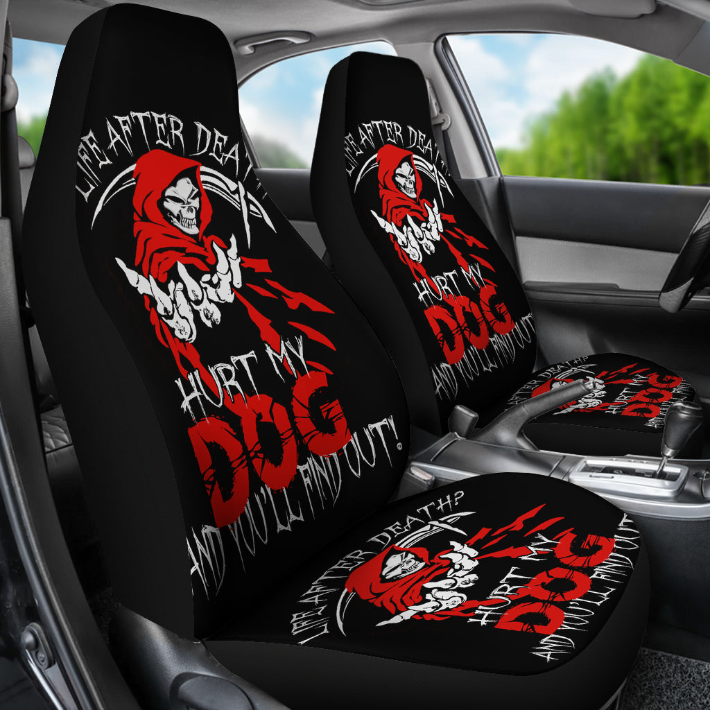 Set of 2 - Life after dead - skull grim reaper car seat covers