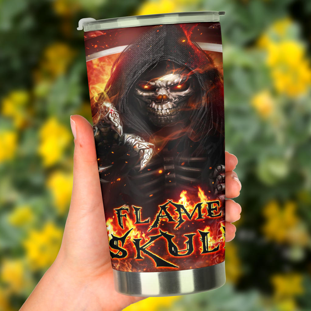 Grim reaper jumbo Mug, skull in fire mug, flaming skull tumbler cup mug, motorcycle skull tumblr, floral skull coffee mug, rose skull tumblr