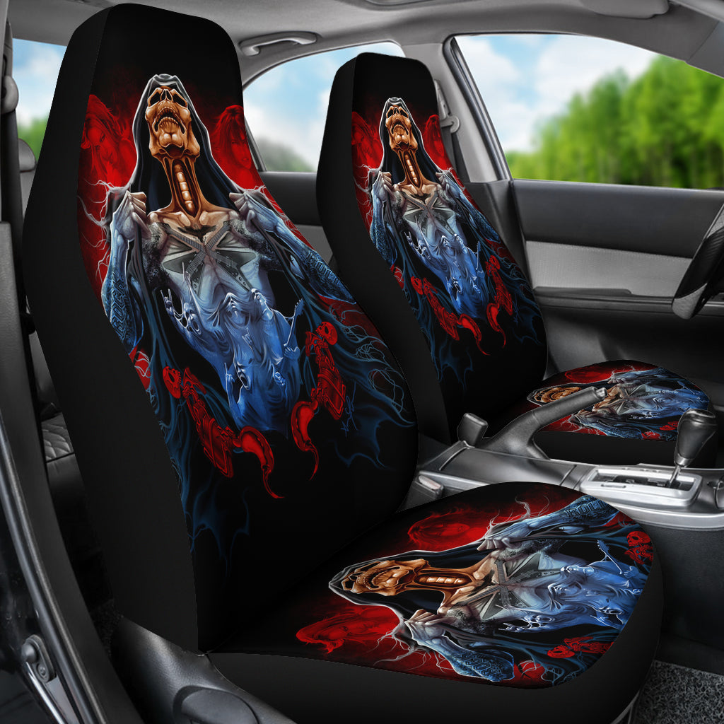 Set 2 pcs Gothic skull car seat covers