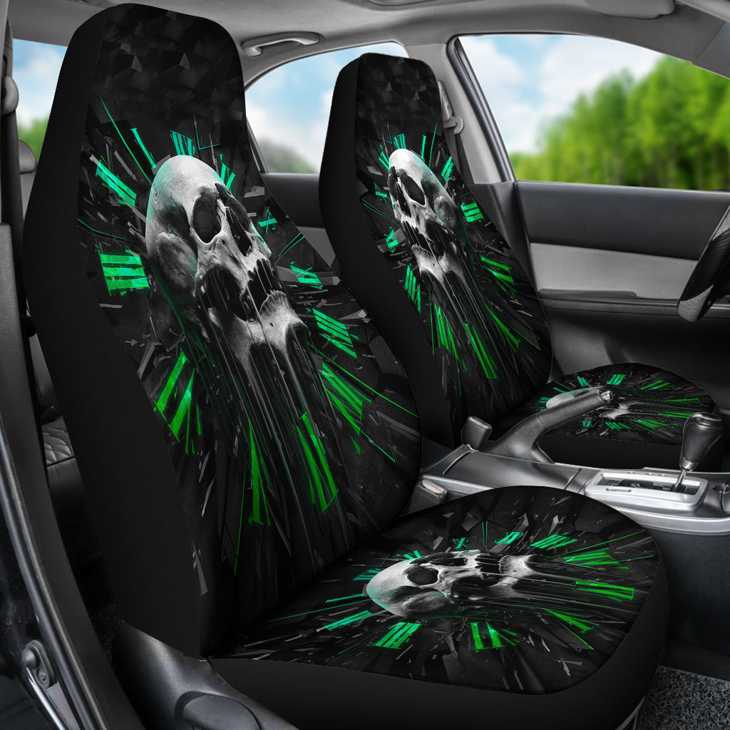 Set of 2 awesome skull car seat covers