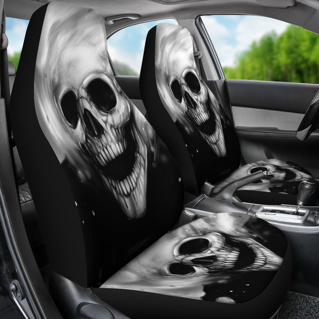 Set of 2 pcs - Skull Gothic Horror Grim reaper Halloween skull car seat covers