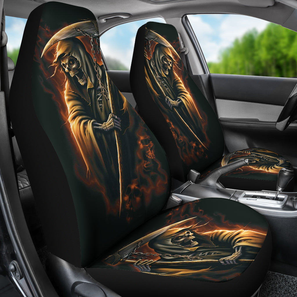 Set of 2 pcs skull car seat covers