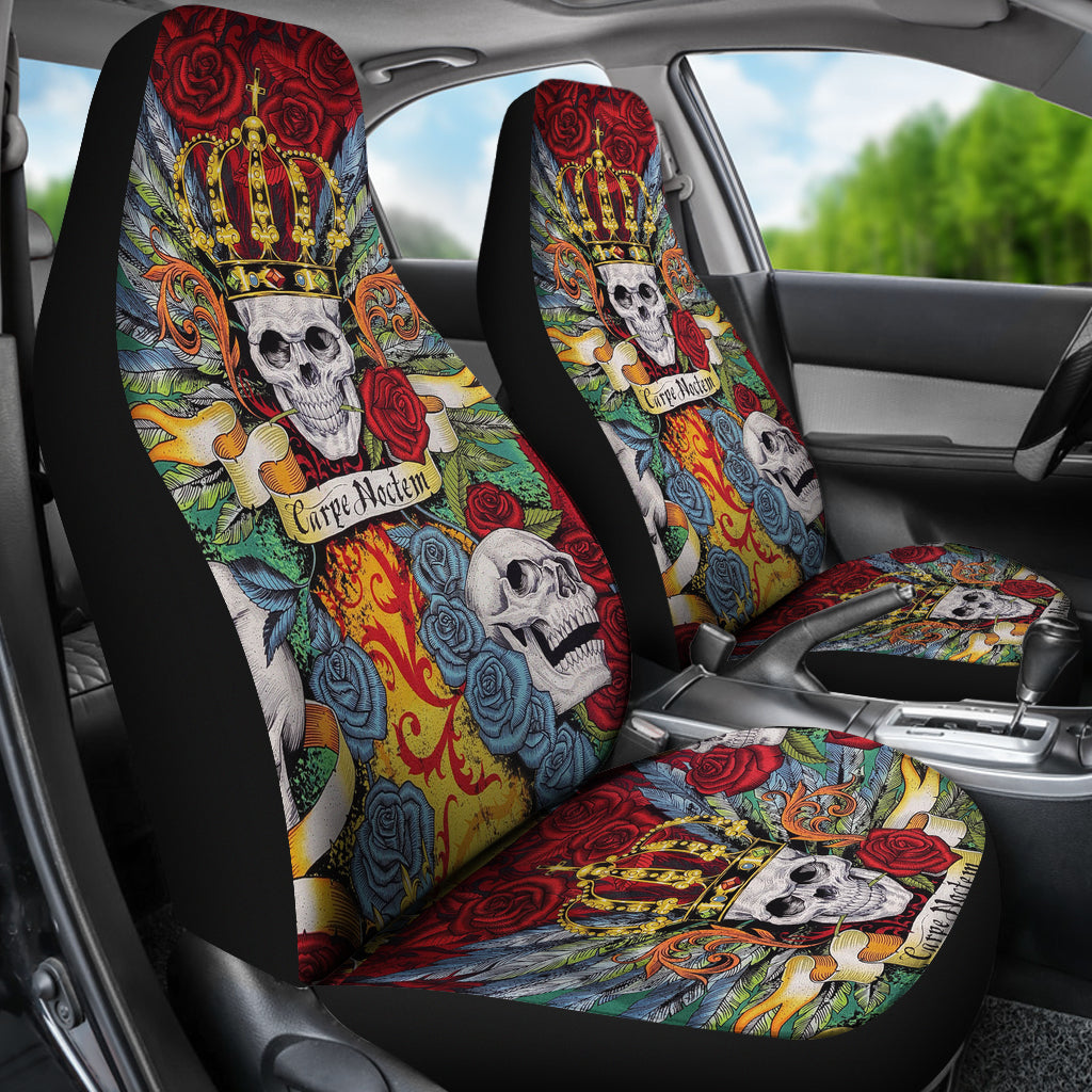 Set of 2 the king skull seat covers