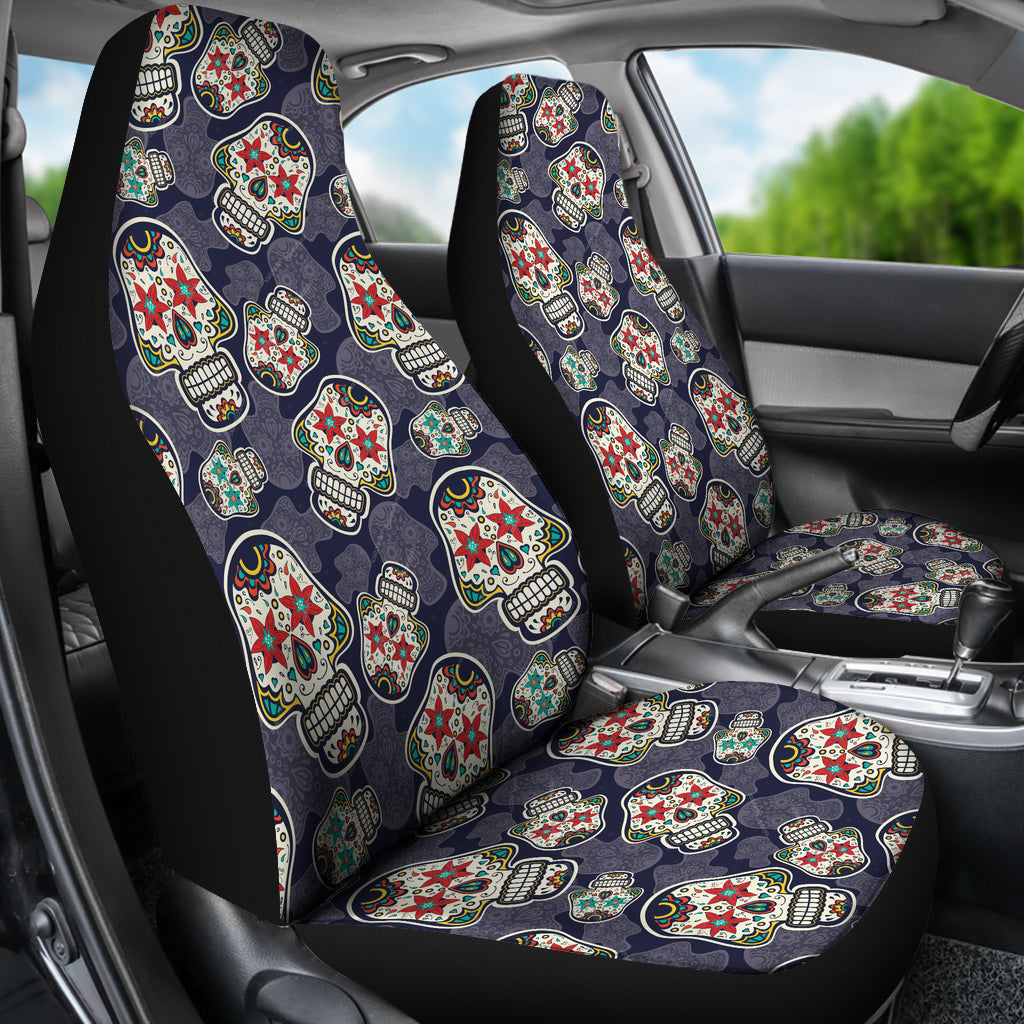 Set 2 seat cover sugar skulls - Day of the dead seat cover