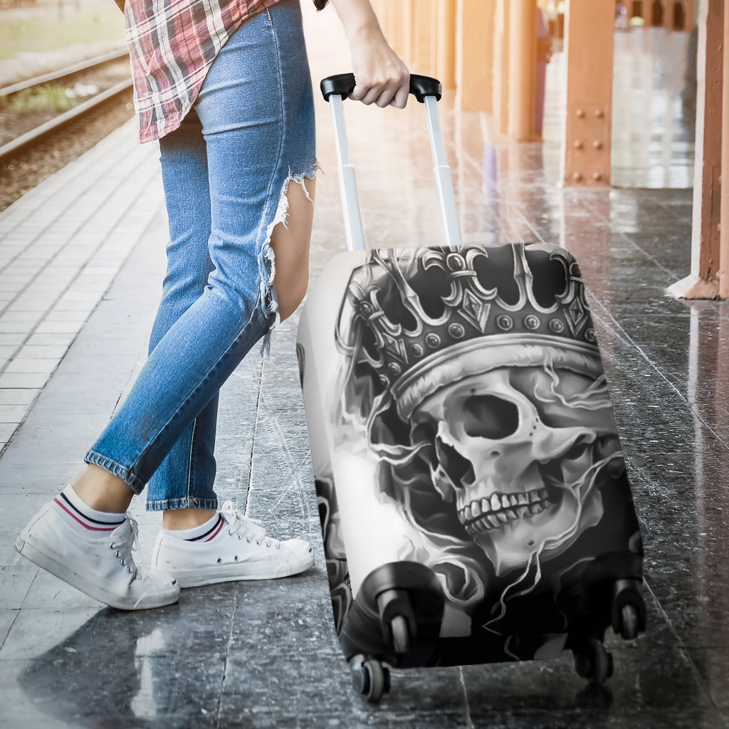 3D Black & White Skull King Design Luggage Covers 007