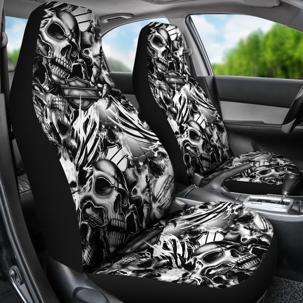 Set 2 Gothic skull car seat covers