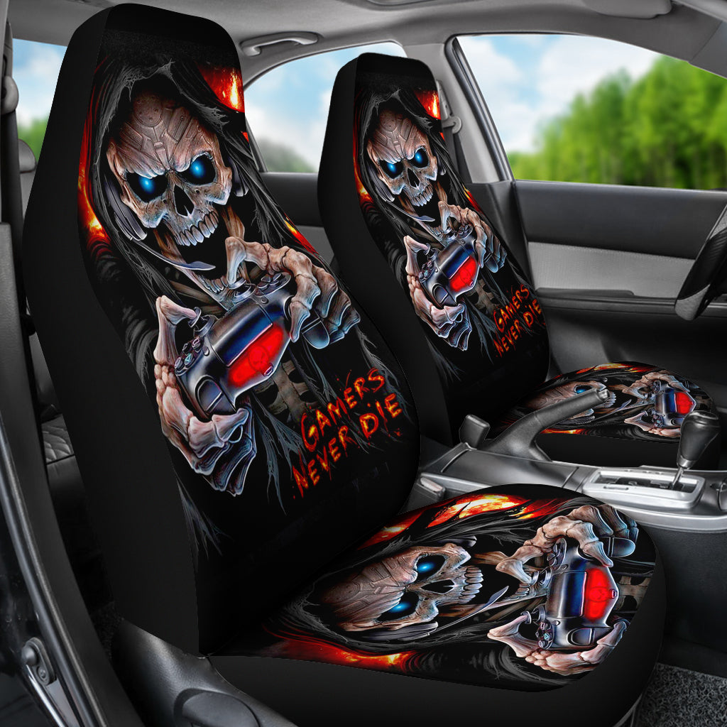 Set of 2 skull car seat covers