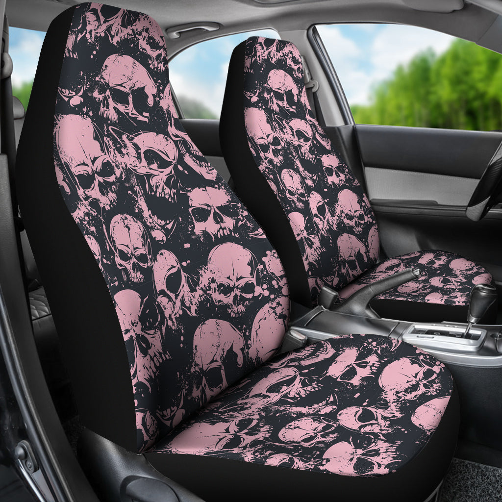 Set of 2 skull Gothic car seat covers