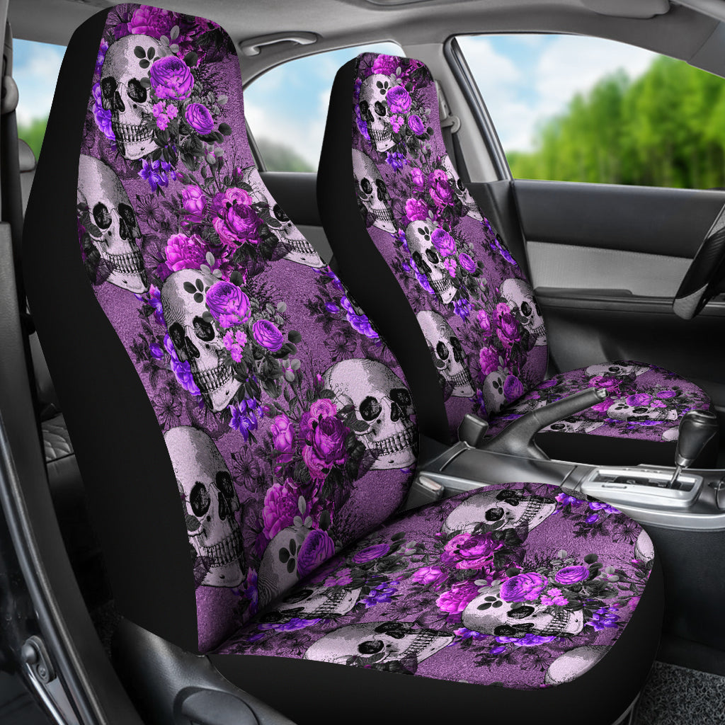 Set 2 pcs Gothic skull car seat covers