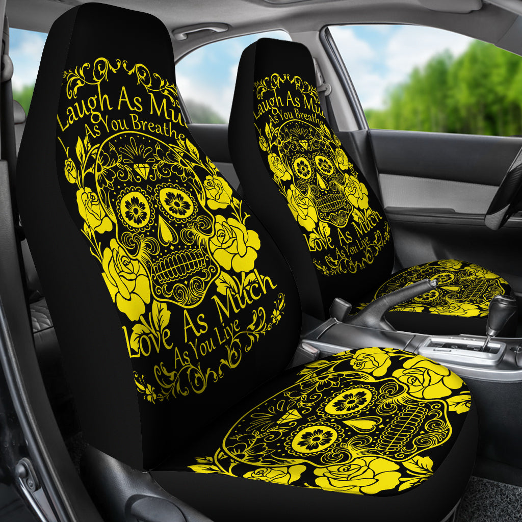 Set of 2 -Sugar Skulls - Seat covers