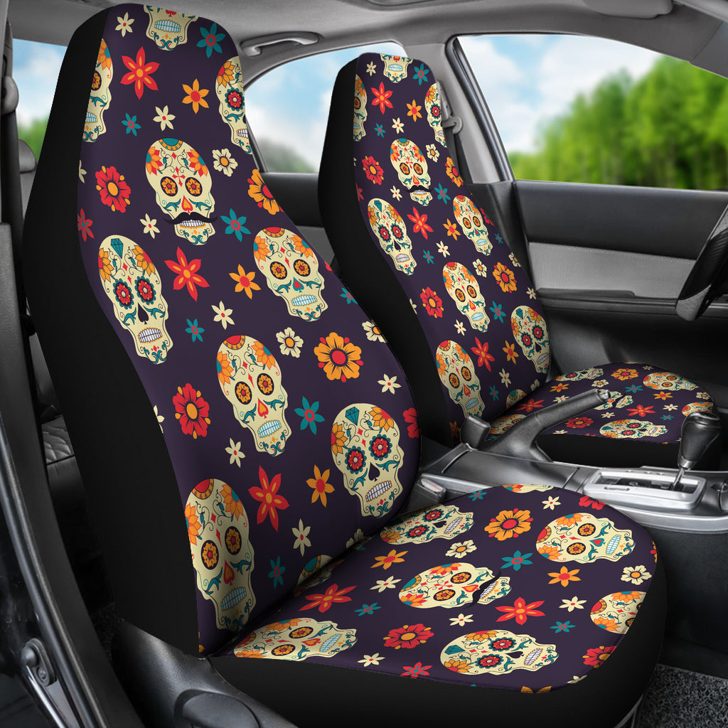 Set 2 seat cover sugar skulls