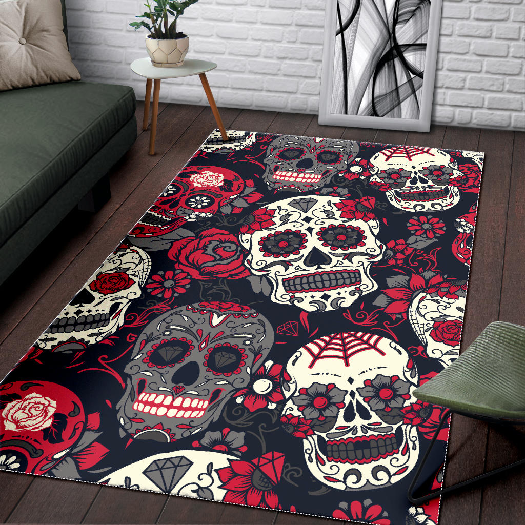 Day of the dead rug mat, sugar skull carpet