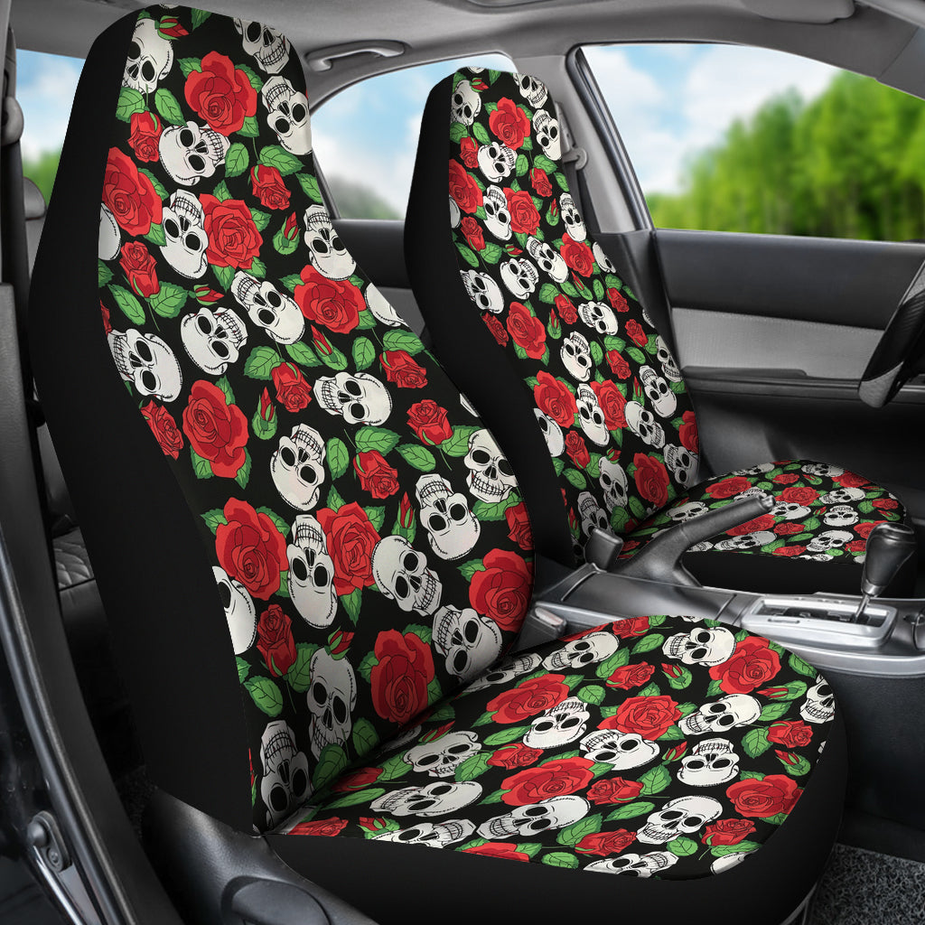 Set of 2 Pcs Skull sugar skull car seat covers