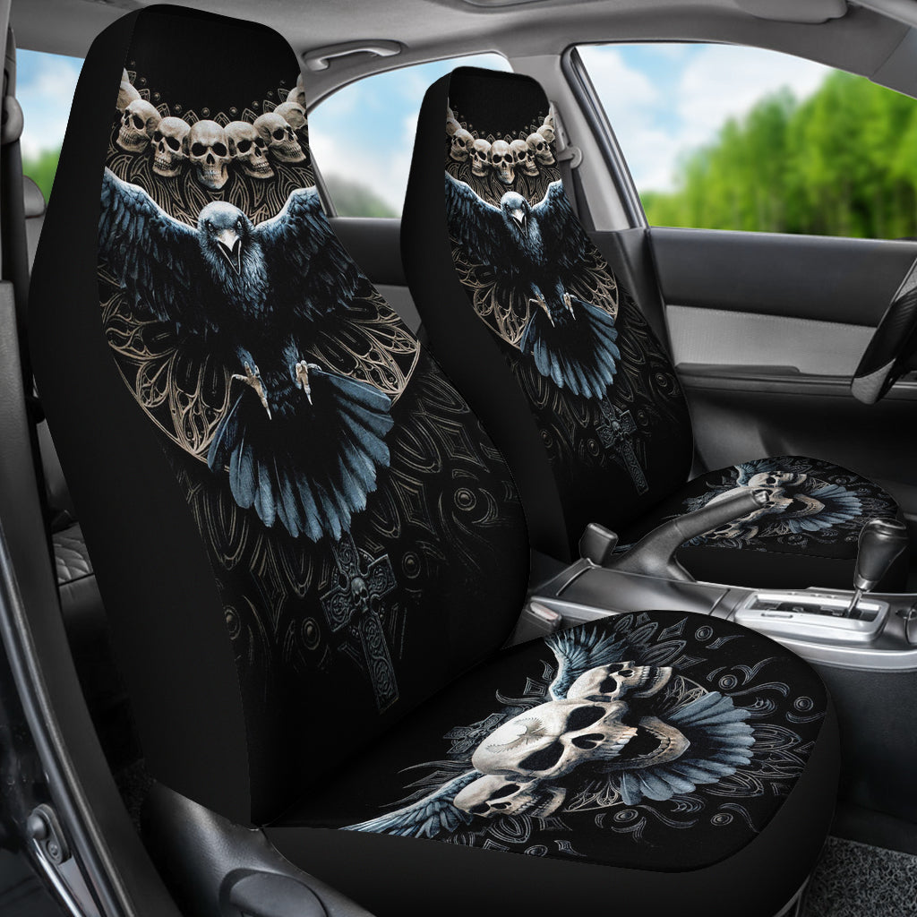 Set of 2 pcs awesome skull girl car seat covers