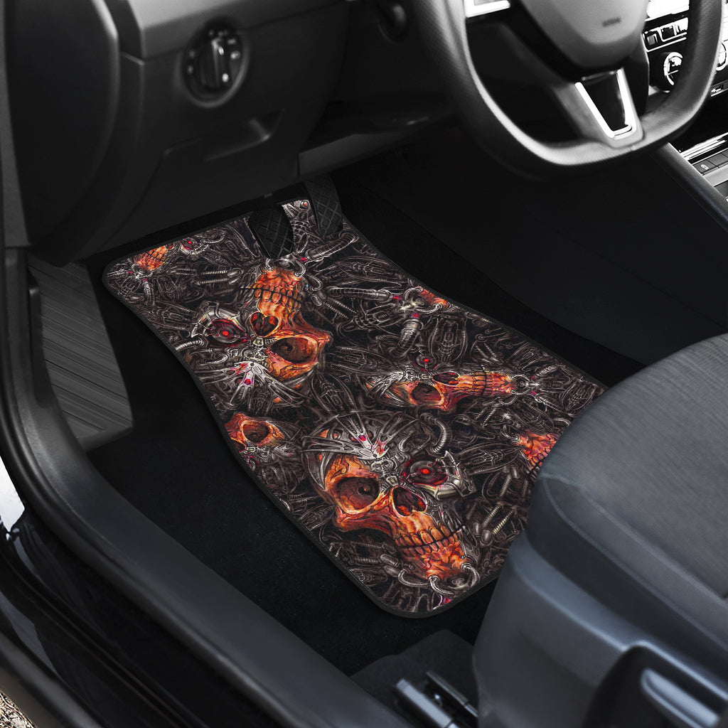 Set of 4 pcs Gothic awesome skull car mats