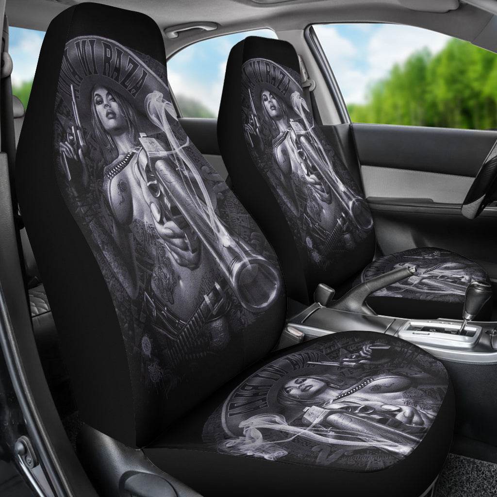 Set of 2 pcs skull girl car seat covers