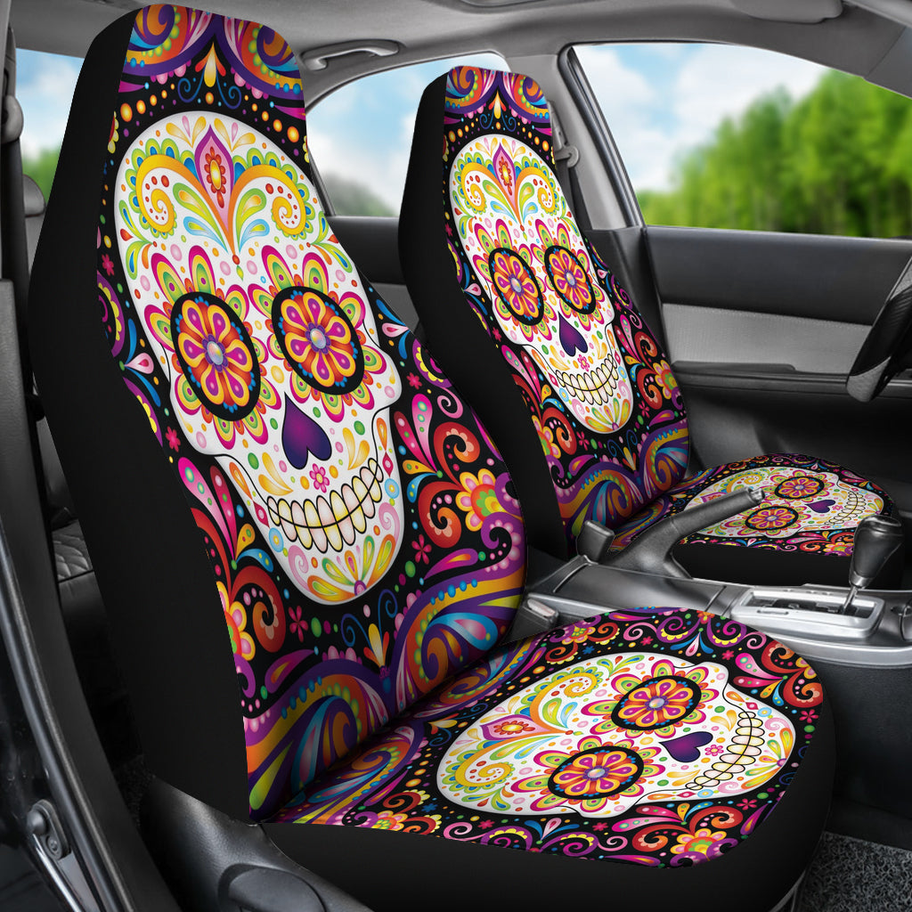 Set 2 Sugar skull car seat covers