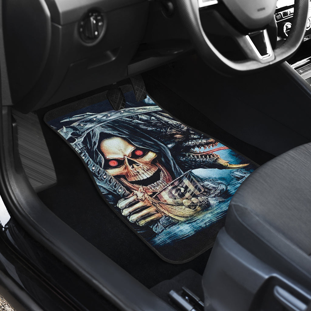 Set 4 pcs Grim reaper skull car mats