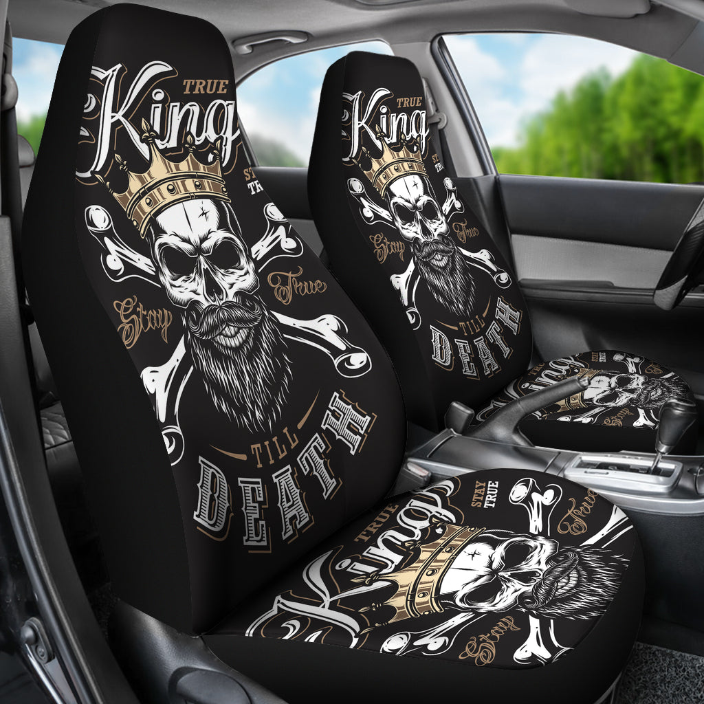 Set 2 pcs King skull car seat covers